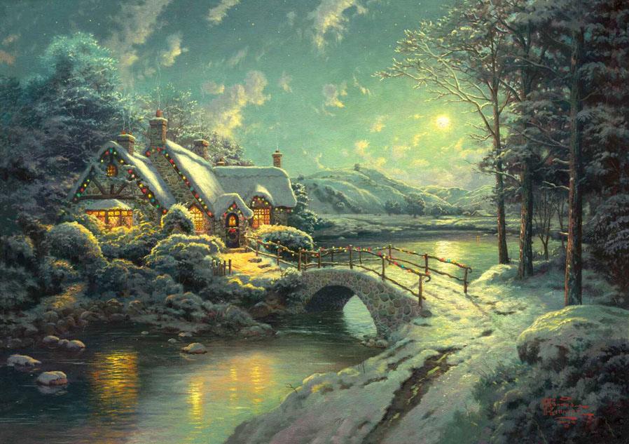 Thomas Kinkade Christmas Moonlight